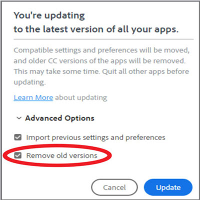Uncheck "Remove old versions"
