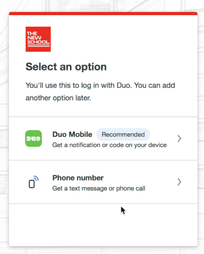 Duo enroll a device authentication options